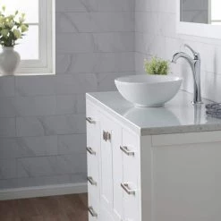 KRAUS Elavo Small Round Ceramic Vessel Bathroom Sink in White -Bathroom Sinks Sales white kraus vessel sinks kcv 341 1d 1000