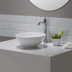 KRAUS Elavo Small Round Ceramic Vessel Bathroom Sink in White -Bathroom Sinks Sales white kraus vessel sinks kcv 341 fa 1000