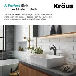 KRAUS Natura Rectangle Solid Surface Vessel Sink in White -Bathroom Sinks Sales white kraus vessel sinks ksv 2mw 66 1000