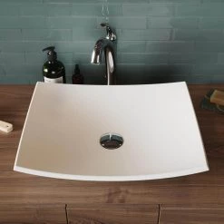 KRAUS Natura Rectangle Solid Surface Vessel Sink in White -Bathroom Sinks Sales white kraus vessel sinks ksv 3mw 40 1000