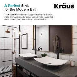 KRAUS Natura Rectangle Solid Surface Vessel Sink in White -Bathroom Sinks Sales white kraus vessel sinks ksv 3mw 66 1000