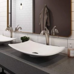 KRAUS Natura Rectangle Solid Surface Vessel Sink in White -Bathroom Sinks Sales white kraus vessel sinks ksv 3mw 77 1000