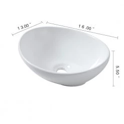 LORDEAR 16 in. x 13 in. Porcelain Vessel Sink Egg Shape Bathroom Ceramic Oval Vanity Art Basin Modern in White -Bathroom Sinks Sales white lordear vessel sinks hmp18003 76 1000