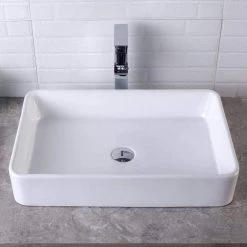 LORDEAR 24 in. x 16 in. Bathroom Vessel Sink Modern Bathroom Above White Porcelain Rectangular Ceramic Vanity Sink -Bathroom Sinks Sales white lordear vessel sinks hmp18006 1f 1000
