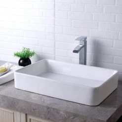 LORDEAR 24 in. x 16 in. Bathroom Vessel Sink Modern Bathroom Above White Porcelain Rectangular Ceramic Vanity Sink -Bathroom Sinks Sales white lordear vessel sinks hmp18006 4f 1000