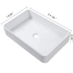 LORDEAR 24 in. x 16 in. Bathroom Vessel Sink Modern Bathroom Above White Porcelain Rectangular Ceramic Vanity Sink -Bathroom Sinks Sales white lordear vessel sinks hmp18006 fa 1000