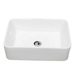 LORDEAR 19 in. x 15 in. Modern Porcelain Ceramic Rectangle Vanity Art Basin Above Bathroom Vessel Sink in White