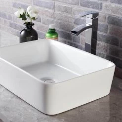 LORDEAR 19 in. x 15 in. Modern Porcelain Ceramic Rectangle Vanity Art Basin Above Bathroom Vessel Sink in White -Bathroom Sinks Sales white lordear vessel sinks ld lmp18001 fa 1000
