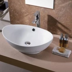 LUXIER Oval Bathroom Ceramic Vessel Sink Art Basin in White -Bathroom Sinks Sales white luxier vessel sinks cs 004 c3 1000
