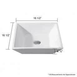 LUXIER Flat Square Bathroom Ceramic Vessel Sink Art Basin in White -Bathroom Sinks Sales white luxier vessel sinks cs 006 76 1000