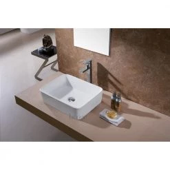 LUXIER Rectangular Bathroom Ceramic Vessel Sink Art Basin in White -Bathroom Sinks Sales white luxier vessel sinks cs 013 1f 1000