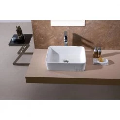 LUXIER Rectangular Bathroom Ceramic Vessel Sink Art Basin in White -Bathroom Sinks Sales white luxier vessel sinks cs 013 44 1000