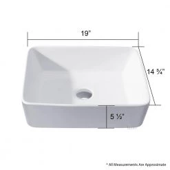 LUXIER Rectangular Bathroom Ceramic Vessel Sink Art Basin in White -Bathroom Sinks Sales white luxier vessel sinks cs 013 76 1000
