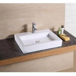 LUXIER Rectangular Bathroom Ceramic Vessel Sink Art Basin in White -Bathroom Sinks Sales white luxier vessel sinks cs 021 c3 1000