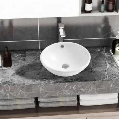 Maincraft 16.5 in. above Counter Ceramic Sink Basin in White -Bathroom Sinks Sales white maincraft console sinks hhkmcb17 4f 1000