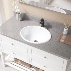 MR Direct Dual-Mount Porcelain Bathroom Sink in White with Pop-Up Drain in Antique Bronze -Bathroom Sinks Sales white mr direct drop in bathroom sinks o1815 w pud abr e1 1000