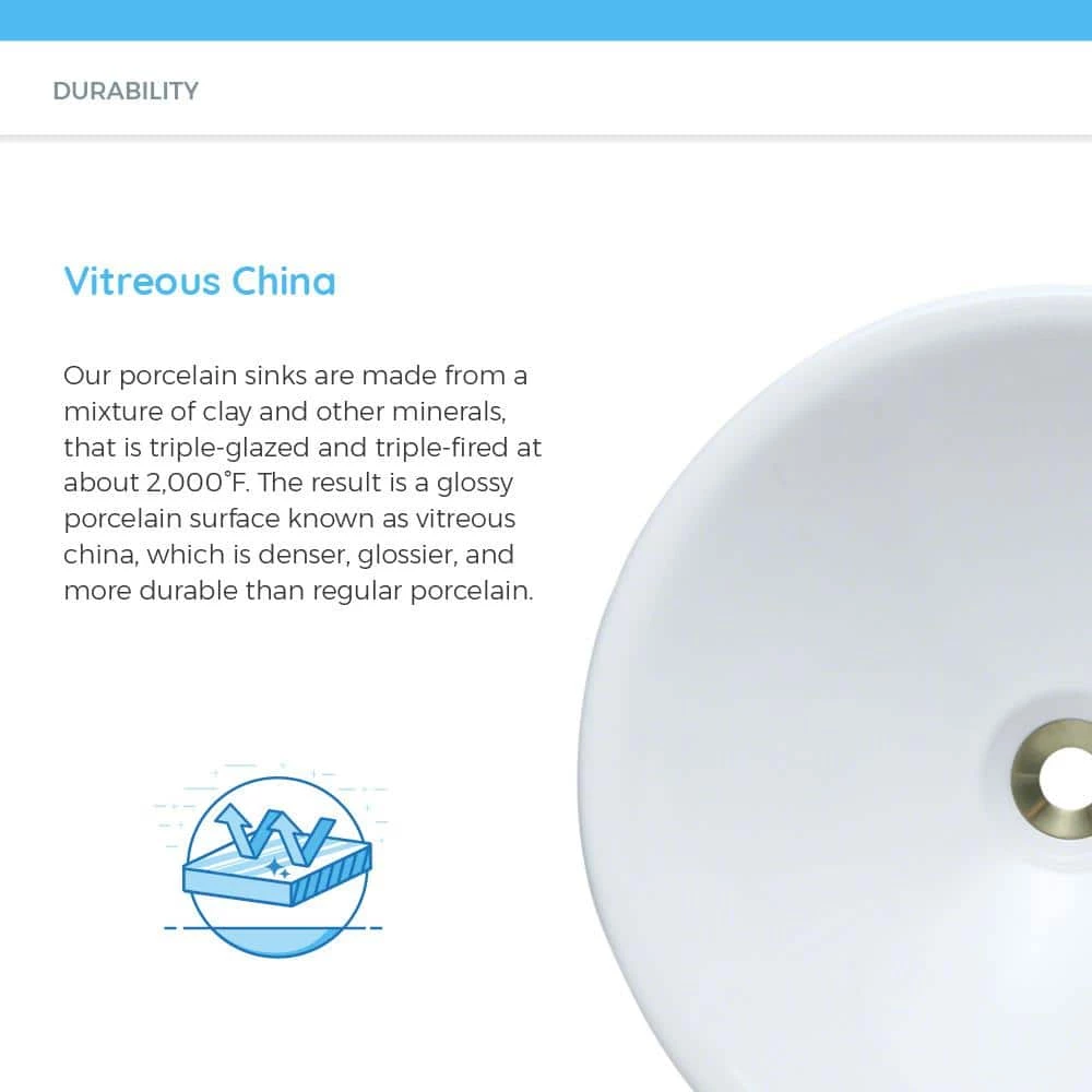 MR Direct Undermount Porcelain Bathroom Sink in White 8 MR Direct Undermount Porcelain Bathroom Sink in White - Image 6