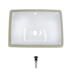 MR Direct Undermount Porcelain Bathroom Sink in White with Pop-Up Drain in Antique Bronze