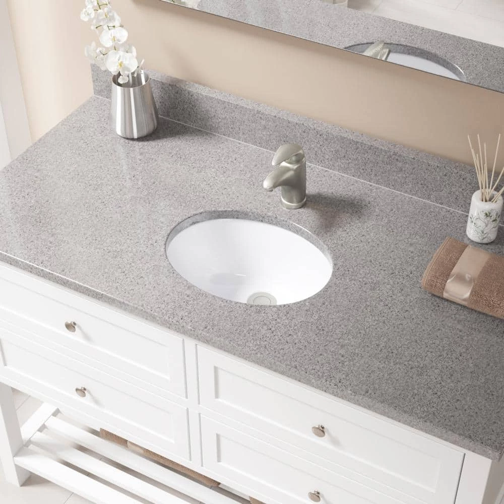 MR Direct Undermount Porcelain Bathroom Sink in White with Pop-Up Drain in Brushed Nickel 4 MR Direct Undermount Porcelain Bathroom Sink in White with Pop-Up Drain in Brushed Nickel - Image 2