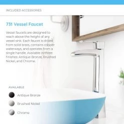 MR Direct Vessel Bathroom Sink in White with 731 Faucet and Pop-Up Drain in Brushed Nickel -Bathroom Sinks Sales white mr direct vessel sinks ab110 731 bn 66 1000
