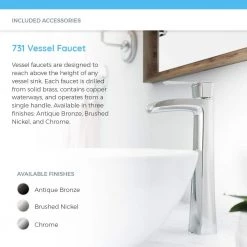 MR Direct Porcelain Vessel Sink in White with 731 Faucet and Pop-Up Drain in Brushed Nickel -Bathroom Sinks Sales white mr direct vessel sinks v370 w 731 bn 1d 1000