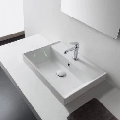Nameeks Teorema Drop-in Bathroom Sink in White -Bathroom Sinks Sales white nameeks drop in bathroom sinks scarabeo 5109 one hole c3 1000