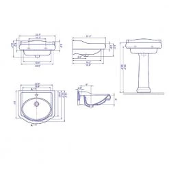 Nameeks Traditional Pedestal Sink in White with 3 Faucet Holes -Bathroom Sinks Sales white nameeks pedestal sinks cerastyle 030200 ped three hole c3 1000