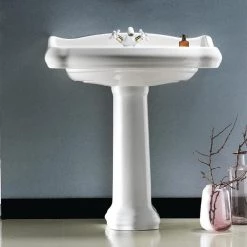 Nameeks Traditional Pedestal Sink in White -Bathroom Sinks Sales white nameeks pedestal sinks cerastyle 030300 ped one hole 4f 1000