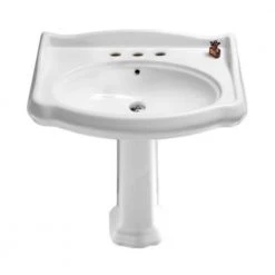 Nameeks Traditional Pedestal Sink in White with 3 Faucet Holes