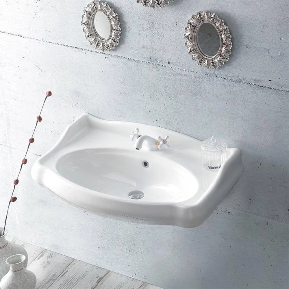 Nameeks Traditional Wall Mounted Bathroom Sink in White 4 Nameeks Traditional Wall Mounted Bathroom Sink in White - Image 2
