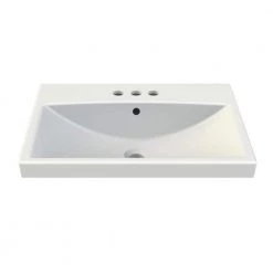 Nameeks Elite Wall Mounted Bathroom Sink in White with 3 Faucet Holes