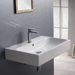 Nameeks Pinto Wall Mounted Bathroom Sink in White -Bathroom Sinks Sales white nameeks wall mount sinks cerastyle 080000 u one hole 4f 1000