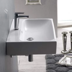 Nameeks Pinto Wall Mounted Bathroom Sink in White -Bathroom Sinks Sales white nameeks wall mount sinks cerastyle 080000 u one hole c3 1000