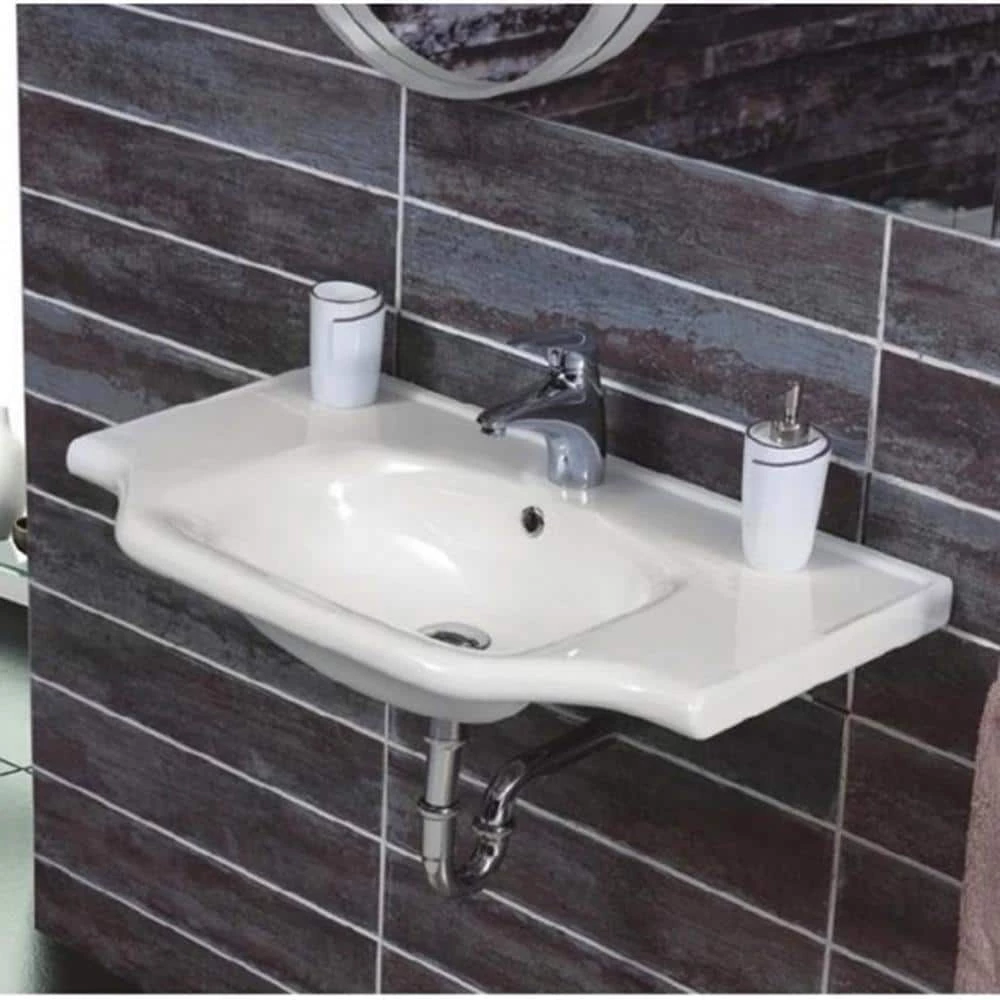 Nameeks Yeni Klasik Wall Mounted Bathroom Sink in White 4 Nameeks Yeni Klasik Wall Mounted Bathroom Sink in White - Image 2
