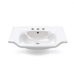 Nameeks Yeni Klasik Wall Mounted Vessel Bathroom Sink in White with 3 Faucet Holes