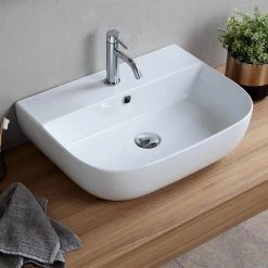 Nameeks Glam Wall Mounted Bathroom Sink in White -Bathroom Sinks Sales white nameeks wall mount sinks scarabeo 1811 one hole 44 1000