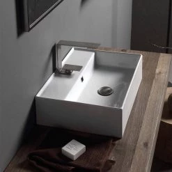 Nameeks Teorema Wall Mounted Bathroom Sink in White -Bathroom Sinks Sales white nameeks wall mount sinks scarabeo 5111 one hole 44 1000