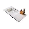 Nameeks Etra Wall Mounted Vessel Bathroom Sink in White with 3 Faucet Holes