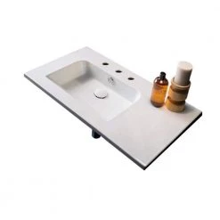 Nameeks Etra Wall Mounted Vessel Bathroom Sink in White with 3 Faucet Holes