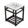Kingston Brass 25 in. Ceramic Console Sink (4 in. in 3-Hole) with Stainless Steel Base in Oil Rubbed Bronze -Bathroom Sinks Sales white oil rubbed bronze kingston brass console sinks hvwp2522w4a5 64 1000