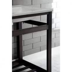 Kingston Brass 25 in. Ceramic Console Sink (4 in. in 3-Hole) with Stainless Steel Base in Oil Rubbed Bronze -Bathroom Sinks Sales white oil rubbed bronze kingston brass console sinks hvwp2522w4a5 fa 1000