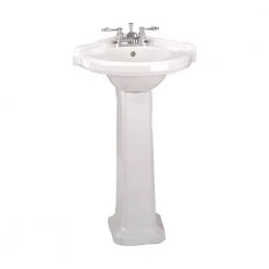 RENOVATORS SUPPLY MANUFACTURING Portsmouth 22 in. Corner Pedestal Combo Bathroom Sink in White with Overflow