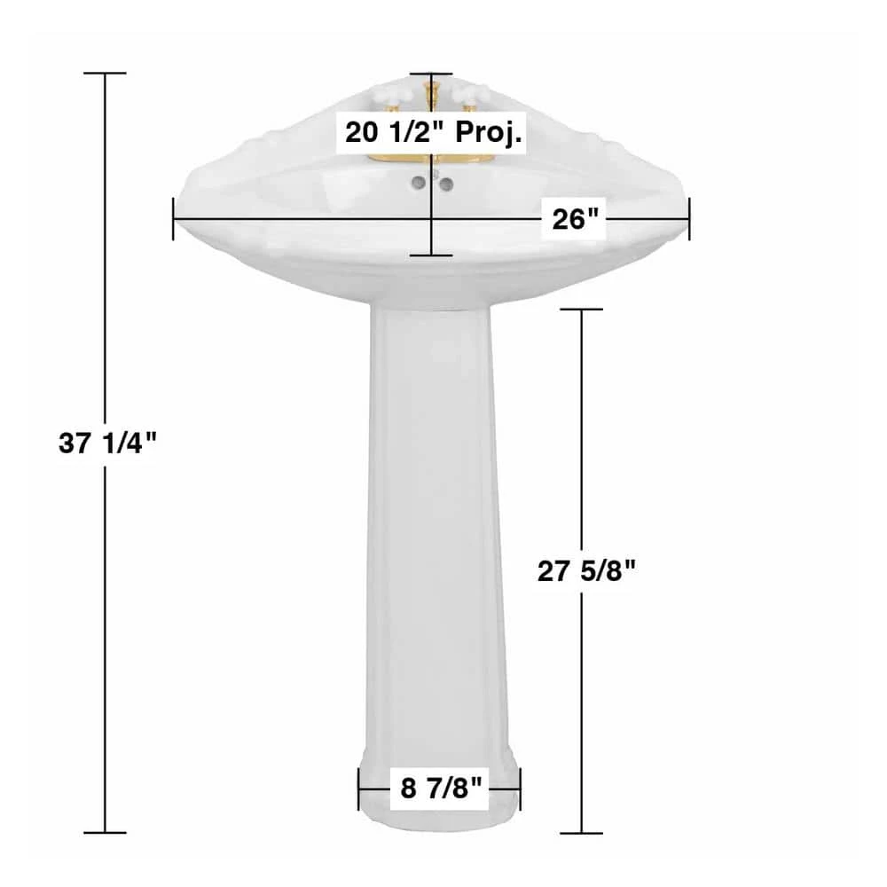 RENOVATORS SUPPLY MANUFACTURING Sheffield 26 in. Corner Pedestal Combo Bathroom Sink in White with Overflow 5 RENOVATORS SUPPLY MANUFACTURING Sheffield 26 in. Corner Pedestal Combo Bathroom Sink in White with Overflow - Image 3