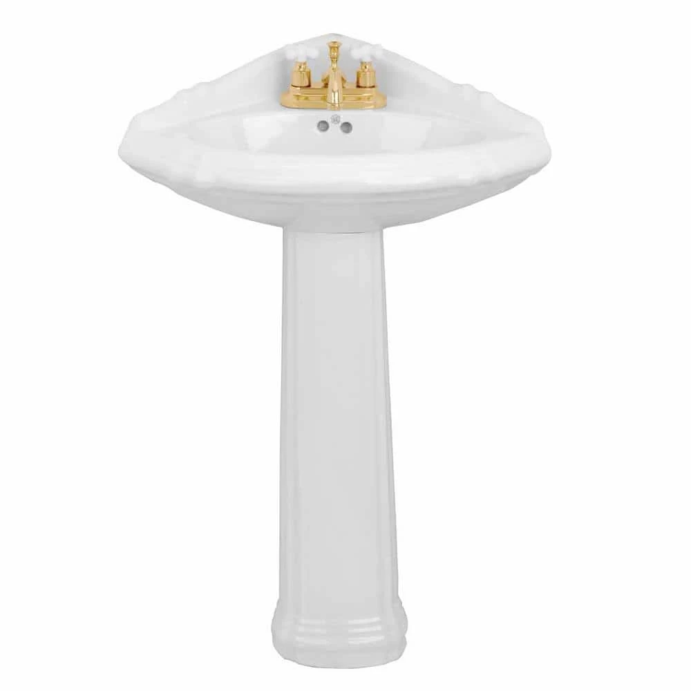 RENOVATORS SUPPLY MANUFACTURING Sheffield 26 in. Corner Pedestal Combo Bathroom Sink in White with Overflow 3 RENOVATORS SUPPLY MANUFACTURING Sheffield 26 in. Corner Pedestal Combo Bathroom Sink in White with Overflow