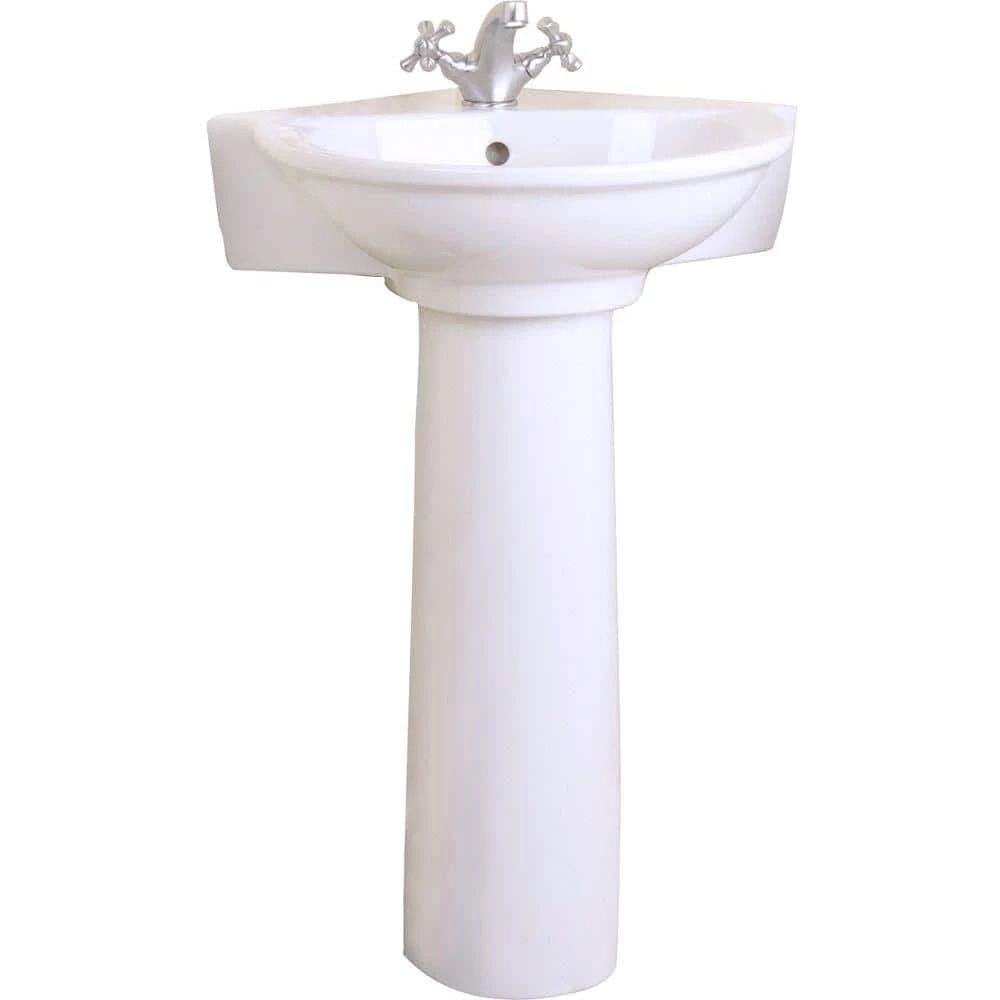 Pegasus Evolution Corner Pedestal Combo Bathroom Sink in White 3 Pegasus Evolution Corner Pedestal Combo Bathroom Sink in White
