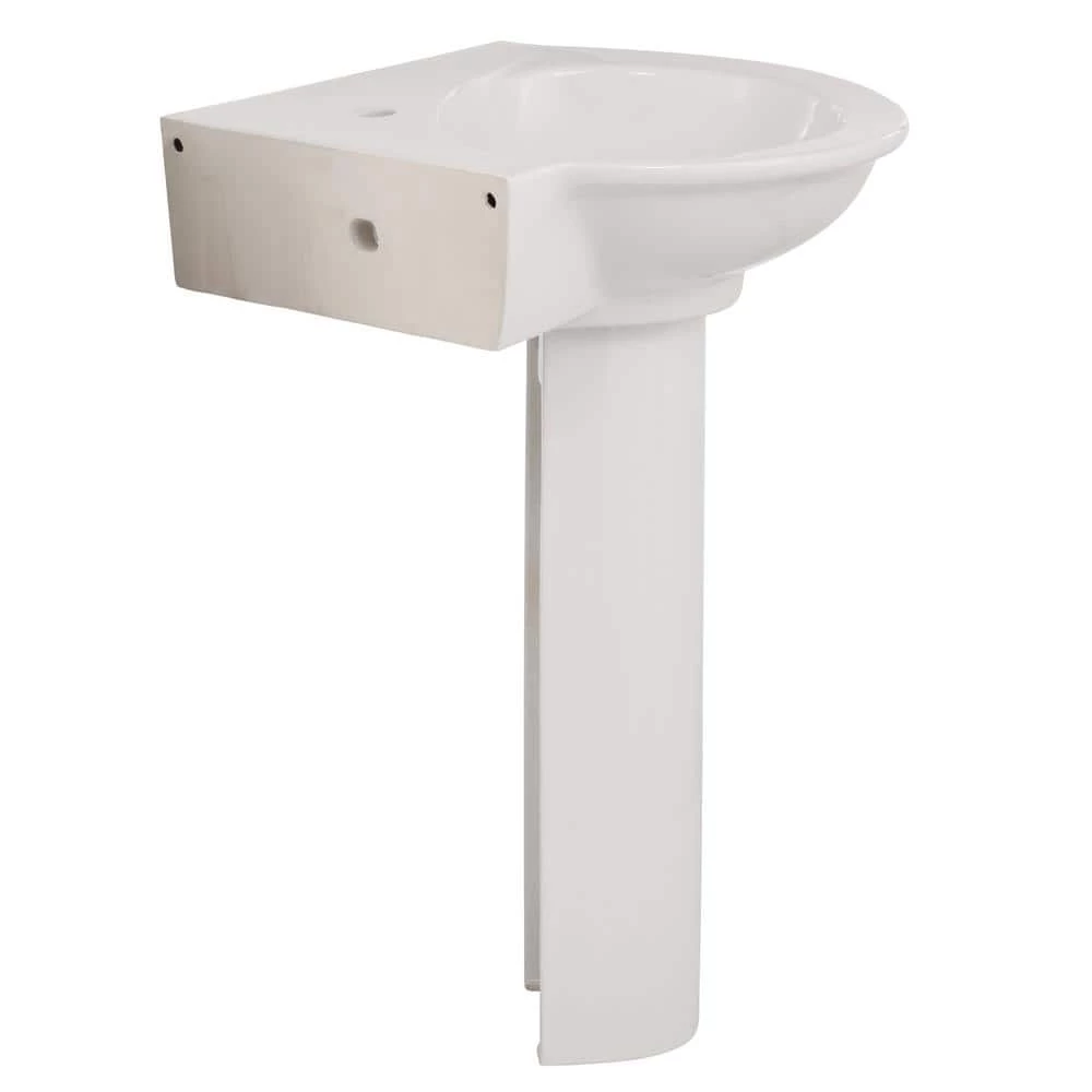 Pegasus Evolution Corner Pedestal Combo Bathroom Sink in White 6 Pegasus Evolution Corner Pedestal Combo Bathroom Sink in White - Image 4