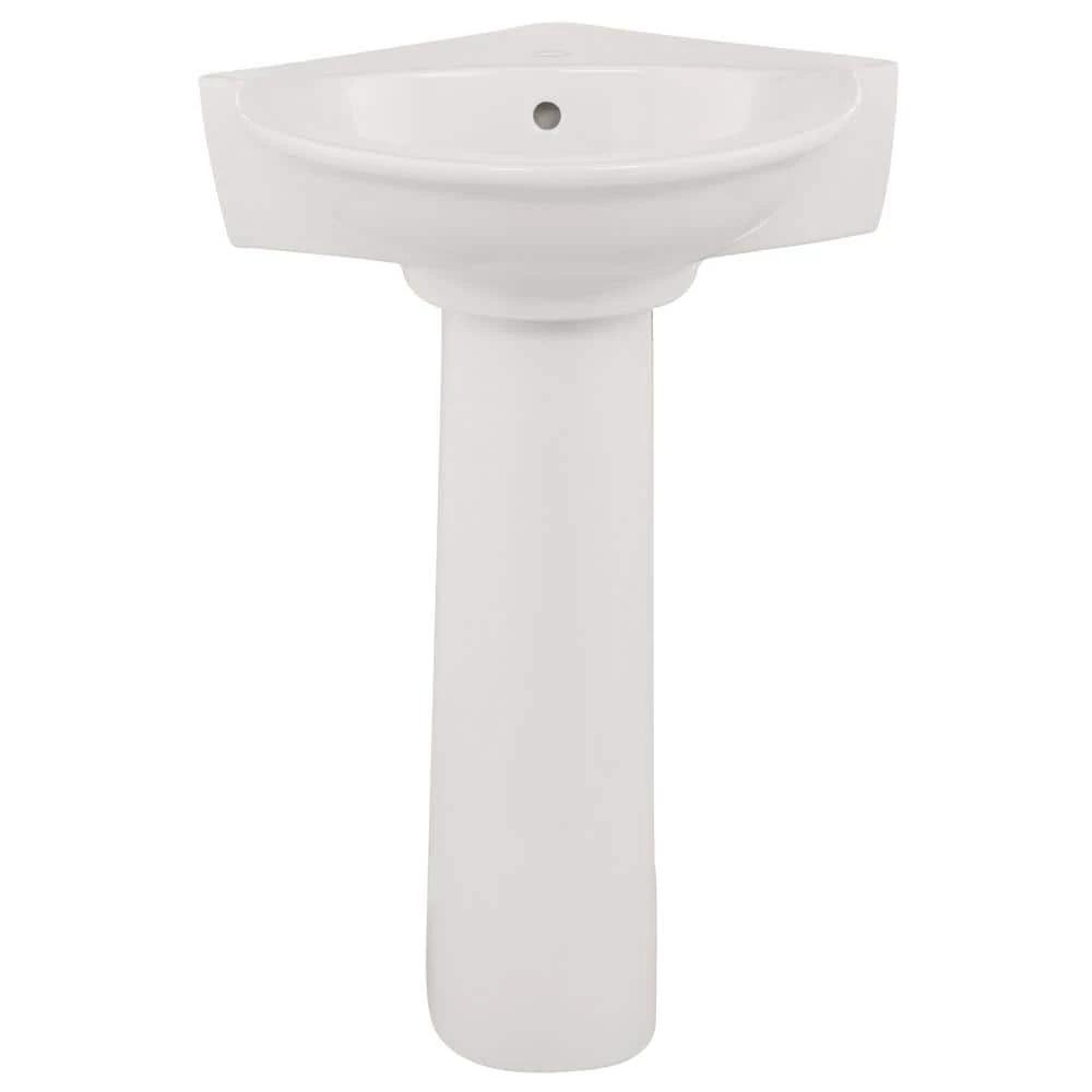 Pegasus Evolution Corner Pedestal Combo Bathroom Sink in White 4 Pegasus Evolution Corner Pedestal Combo Bathroom Sink in White - Image 2