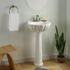 Pegasus Bali 19 in. Pedestal Combo Bathroom Sink for 8 in. Widespread in White -Bathroom Sinks Sales white pegasus pedestal sinks 3 588wh 31 1000