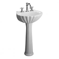 Pegasus Bali 19 in. Pedestal Combo Bathroom Sink for 8 in. Widespread in White