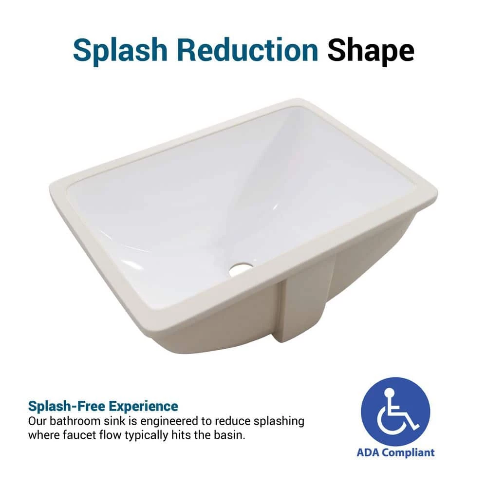 PELHAM & WHITE Packard 21 in. Undermount Ceramic Rectangular Bathroom Sink in White 8 PELHAM & WHITE Packard 21 in. Undermount Ceramic Rectangular Bathroom Sink in White - Image 6